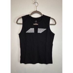 Armani Exchange EUC black cut out v neck logo tank top Size large